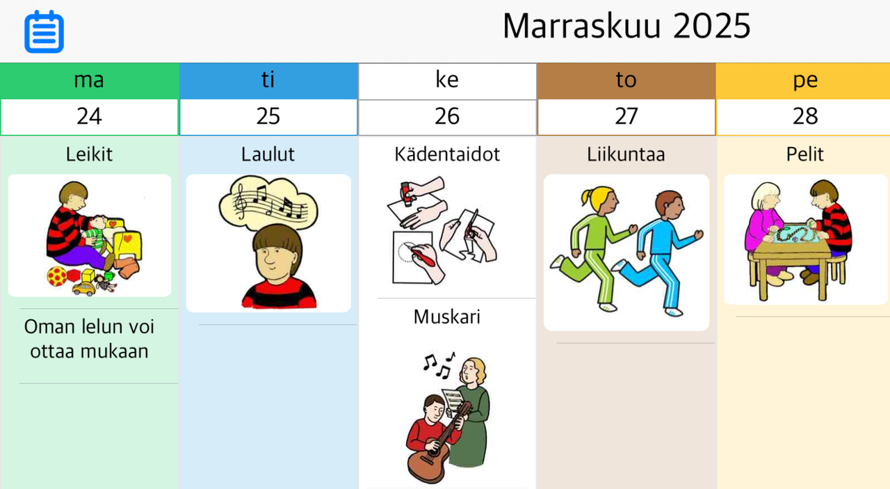 Kuvassa viikko-ohjelma