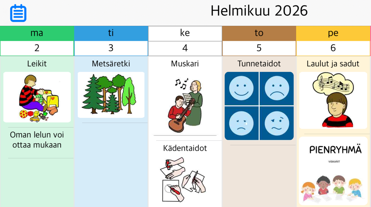 Kuvassa viikko-ohjelma