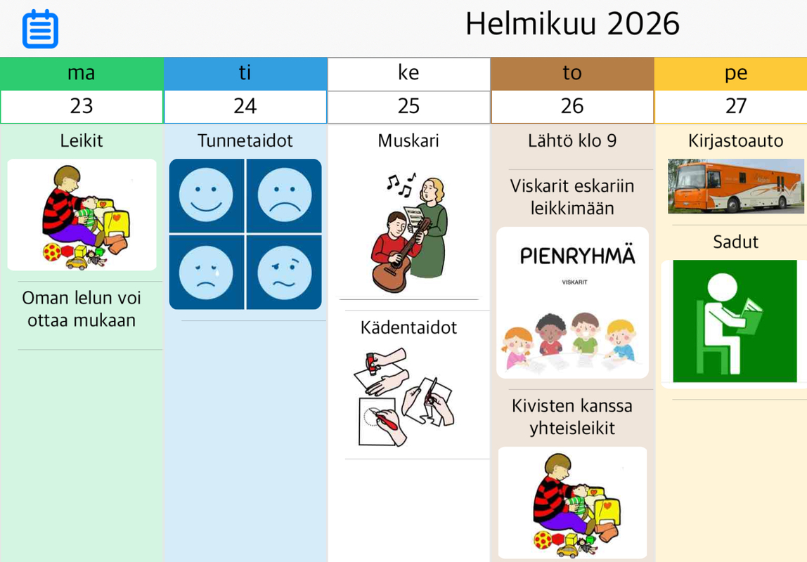 Viikko 9 Kuvassa viikko-ohjelma