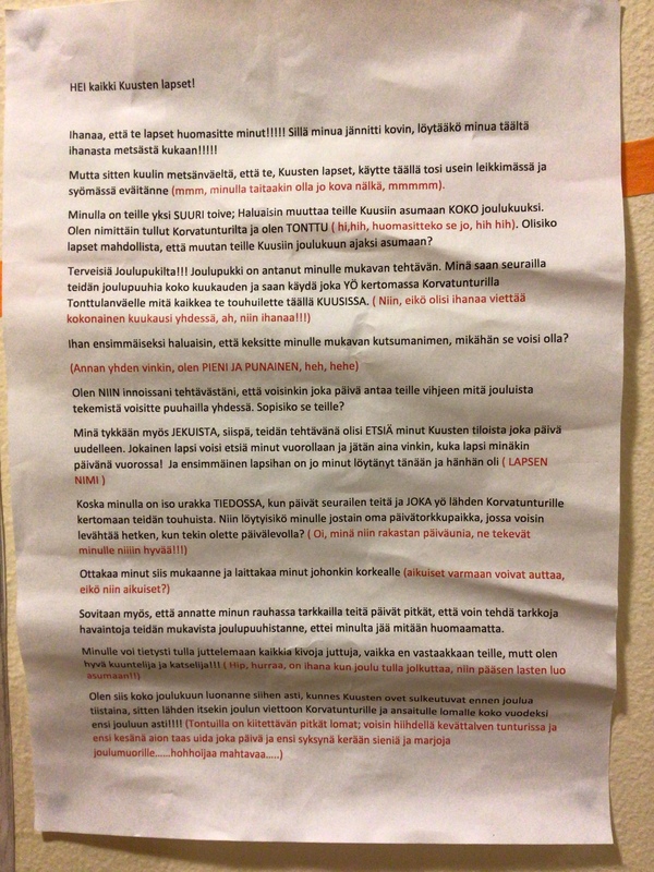 Kirje Minni-tontulta.