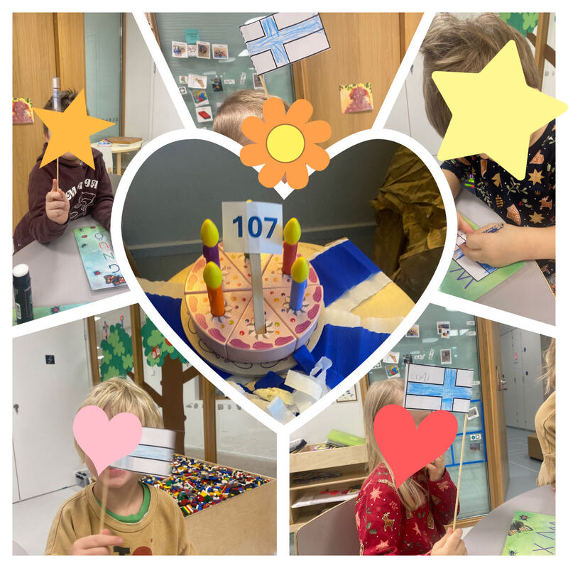 Itsenäisyyspäivän lippujen väritys. 5.12.2024