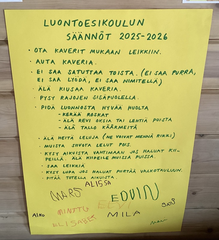 To 14.8. Laadimme ryhmällemme yhteiset säännöt -lapset kertoivat säännöistä, aikuiset kirjasivat