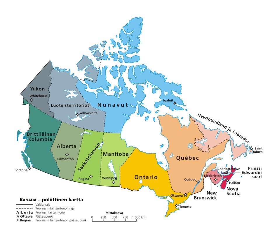 Kanada on liittovaltio, joka koostuu melko itsenäisistä alueista. Kanadan pääkaupunki on Ottawa.