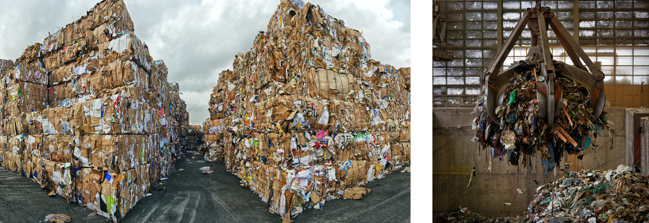 On the left: Paper recycling. On the right: The amount of non-recycled waste should be reduced.