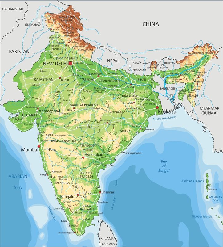 A map of India.