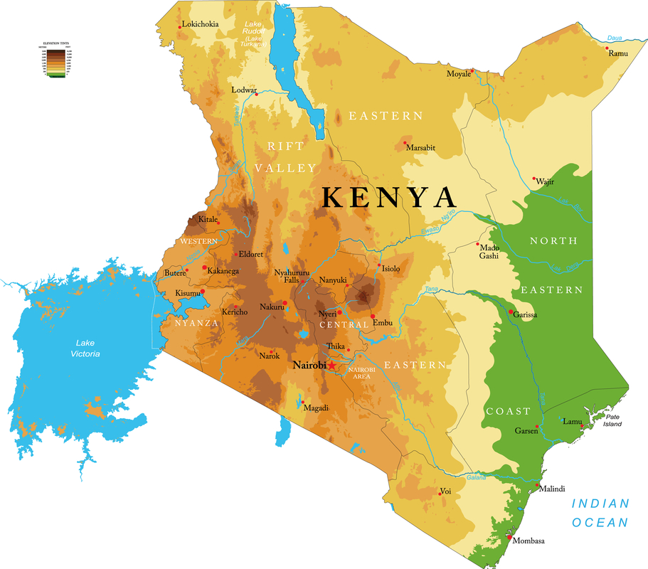 The map of Kenya.