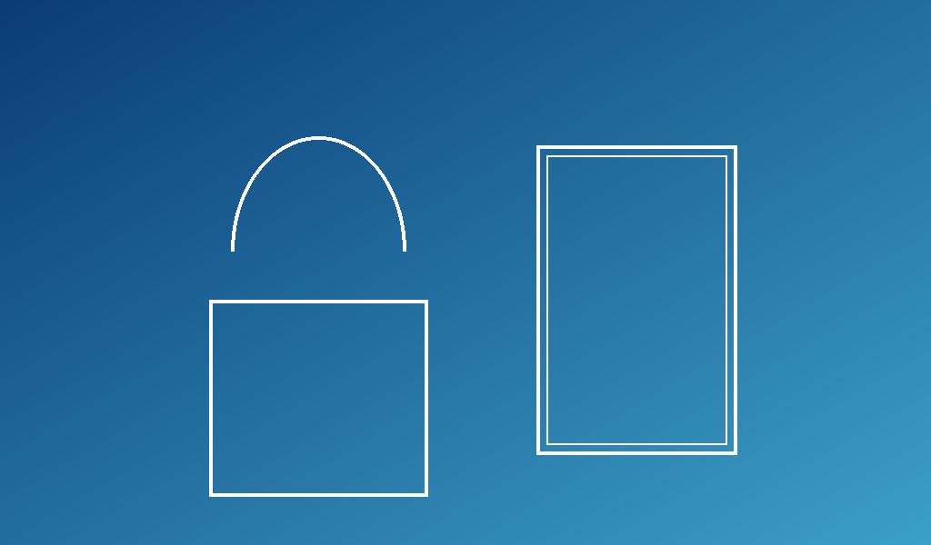 Padlock ja älypuhelin ikonit sinivihreällä gradientilla