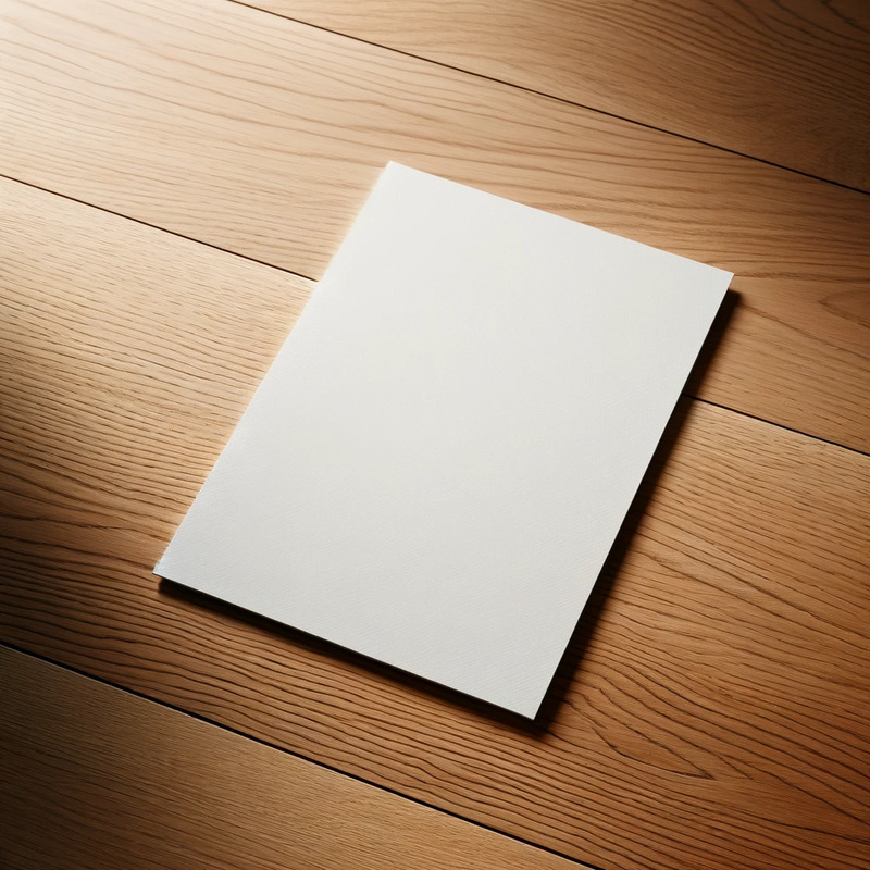 DALL·E 2024-09-03 16.43.36 - A white piece of paper lying flat on a wooden table. The table has a natural wood texture with visible grain patterns, and the paper is clean, unmarke.png