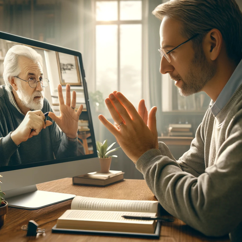 DALL·E 2024-03-30 15.51.39 - Create a photorealistic image showcasing a moment in an online learning environment where a teacher is having a conversation with an adult student. Th.png