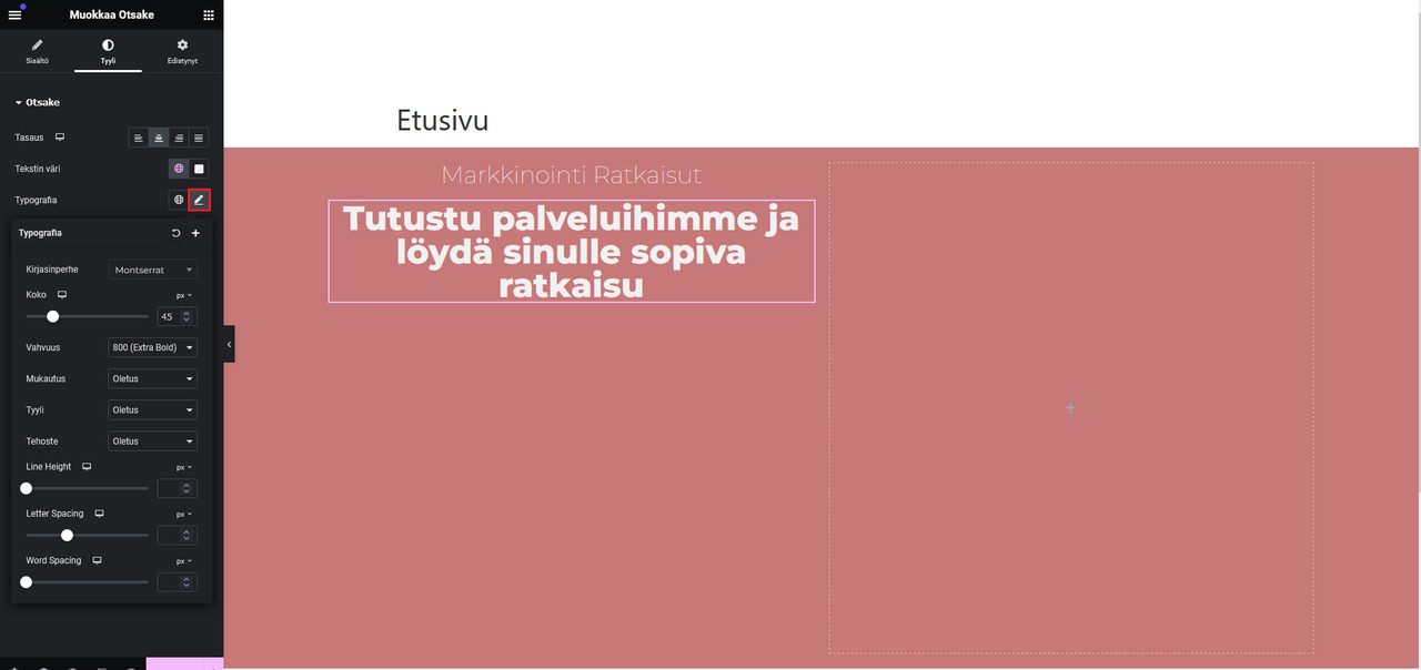 Otsakkeen Typografia