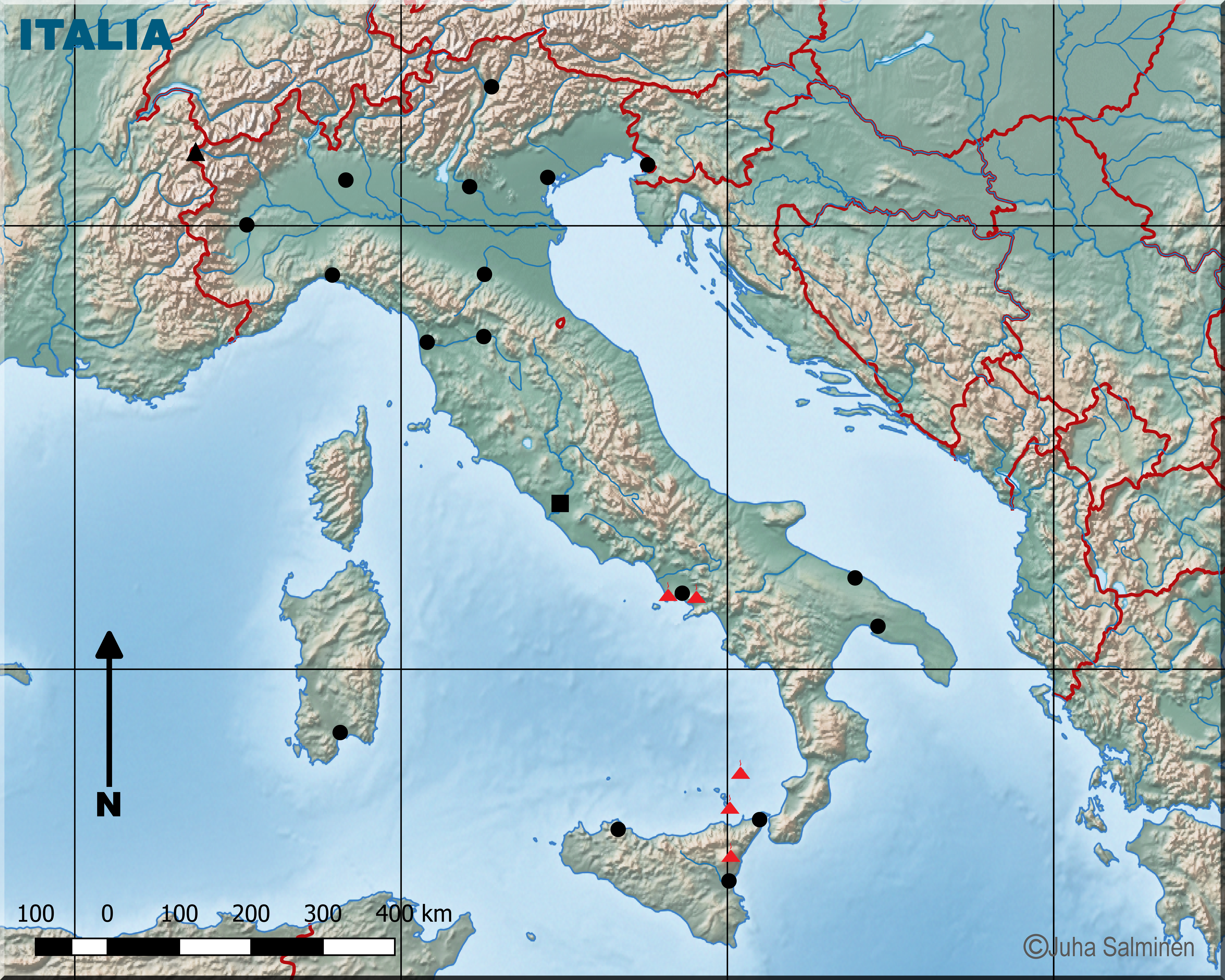 Italia kaupungit ja tulivuoret