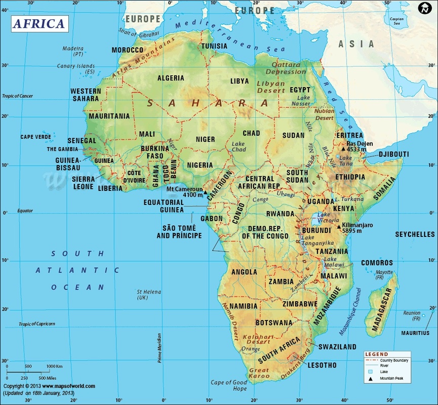 Tehtävä 4. Afrikan valtiot, tulkintatehtävä. Tee Calcilla pinta-alaltaan suuruusjärjestyksessä oleva luettelo Afrikan kartasta löytyvistä valtioista. Tee sitten luettelosta graafinen esitys, esim. pylväsdiagrammi, josta käy ilmi valtioiden kokoluokka. Palautus palautuskansioon 4.