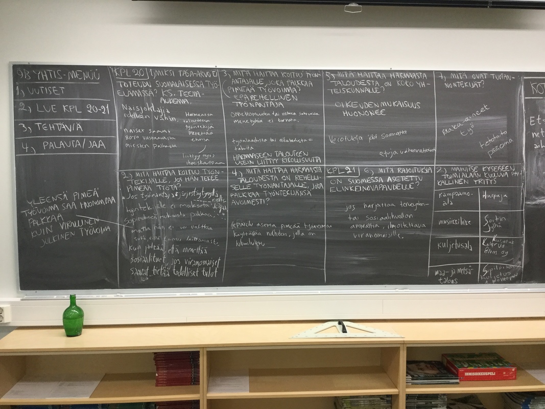 Työolot, harmaa talous, yrittäjyys, taulutehtäviä, Aikalainen 9, kpl 20-21