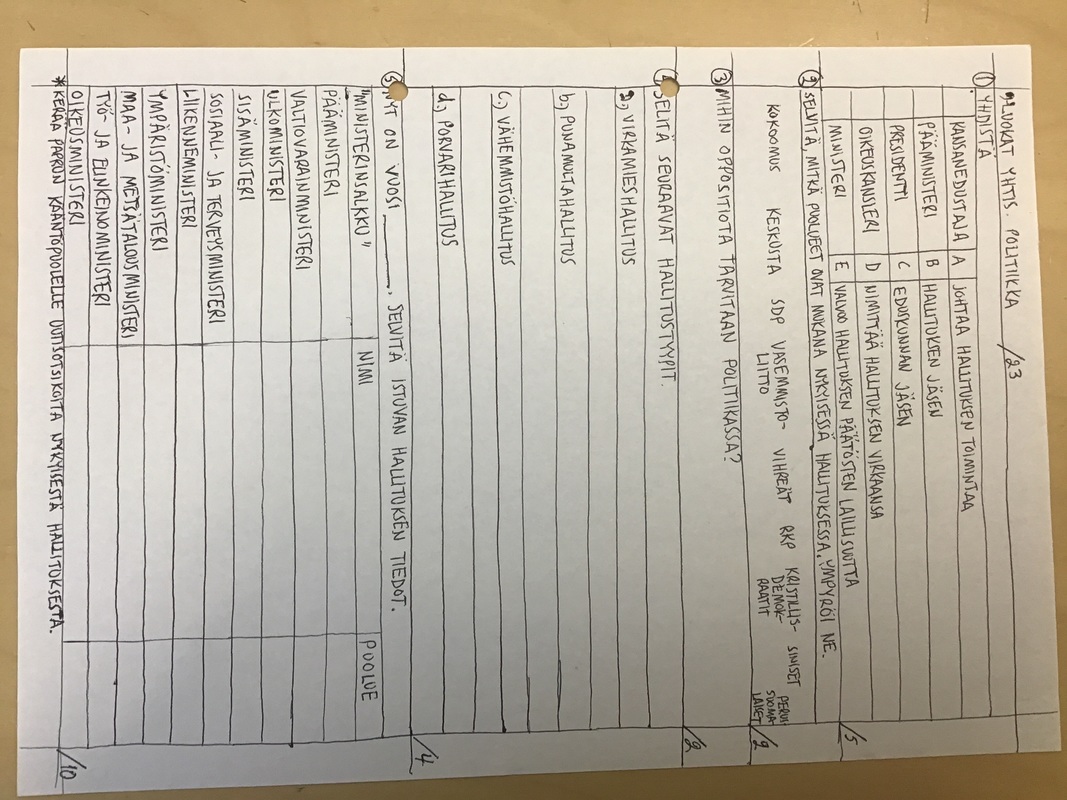 Valtioneuvosto, tehtäväpaperi