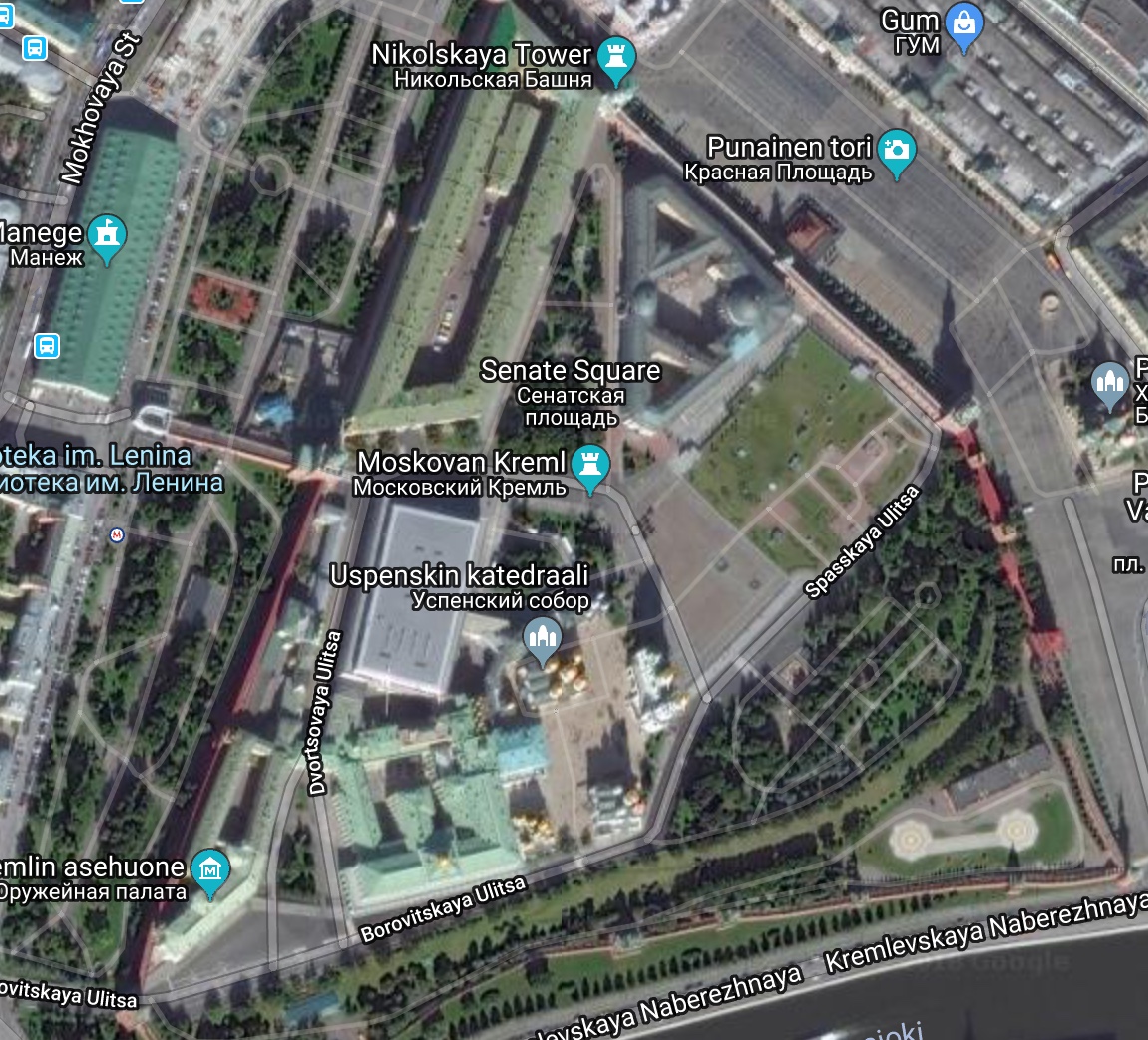 Moskovan Kreml satelliitti kartta