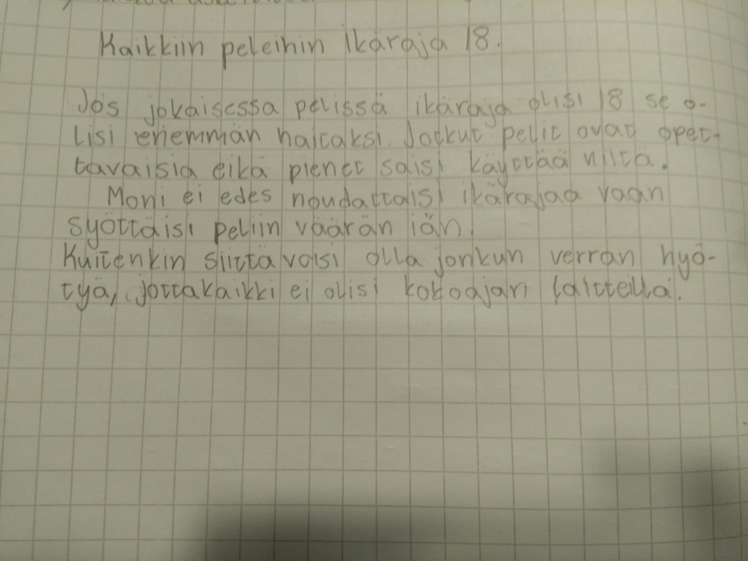 Kaikkiin peleihin ikäraja 18 vuotias.
