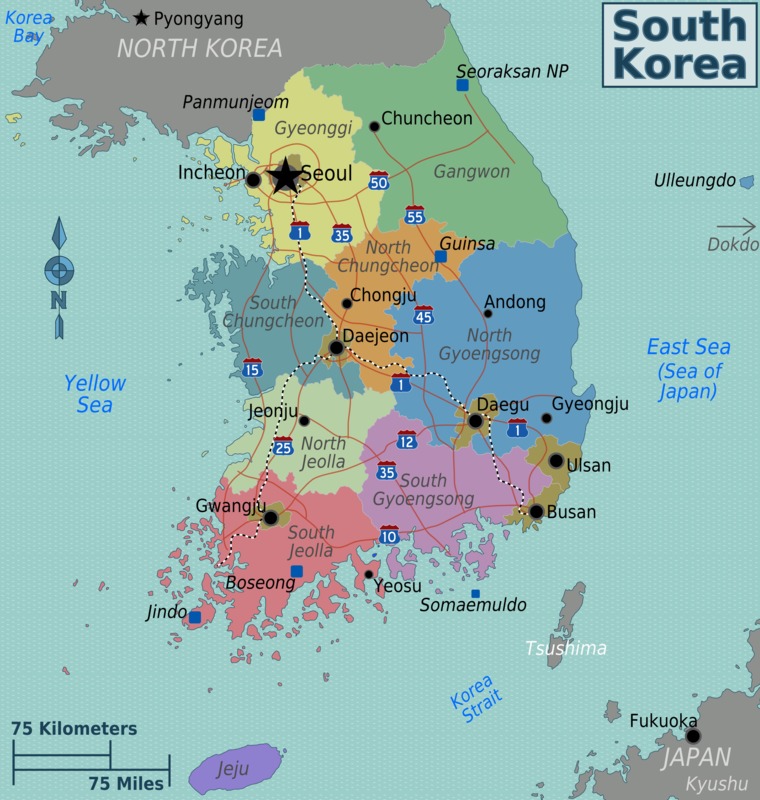Etelä-Korea kartalla