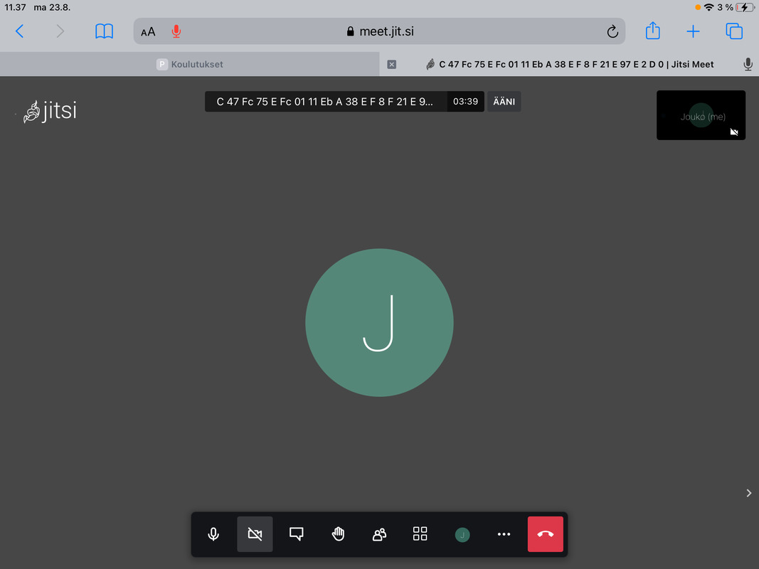 Jitsi-videoneuvottelunäkymä