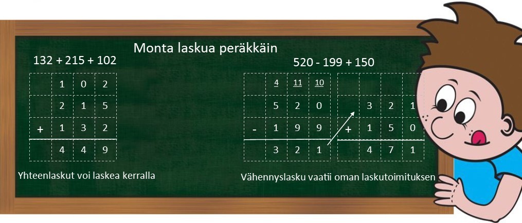 Monta laskua peräkkäin