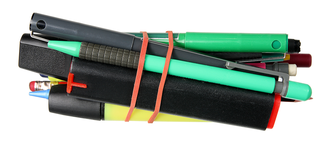 Rubber bands are made of flexible, elastic rubber.