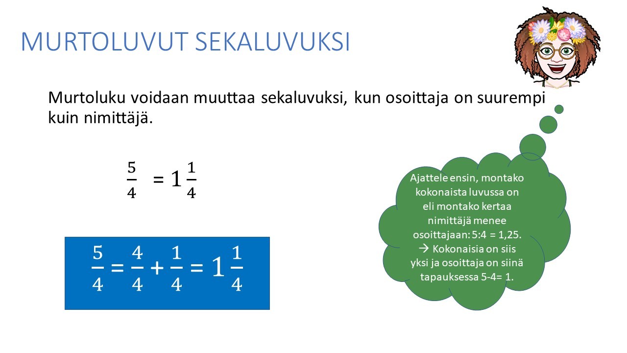 Murtoluvut Sekaluvut Ja Desimaaliluvut