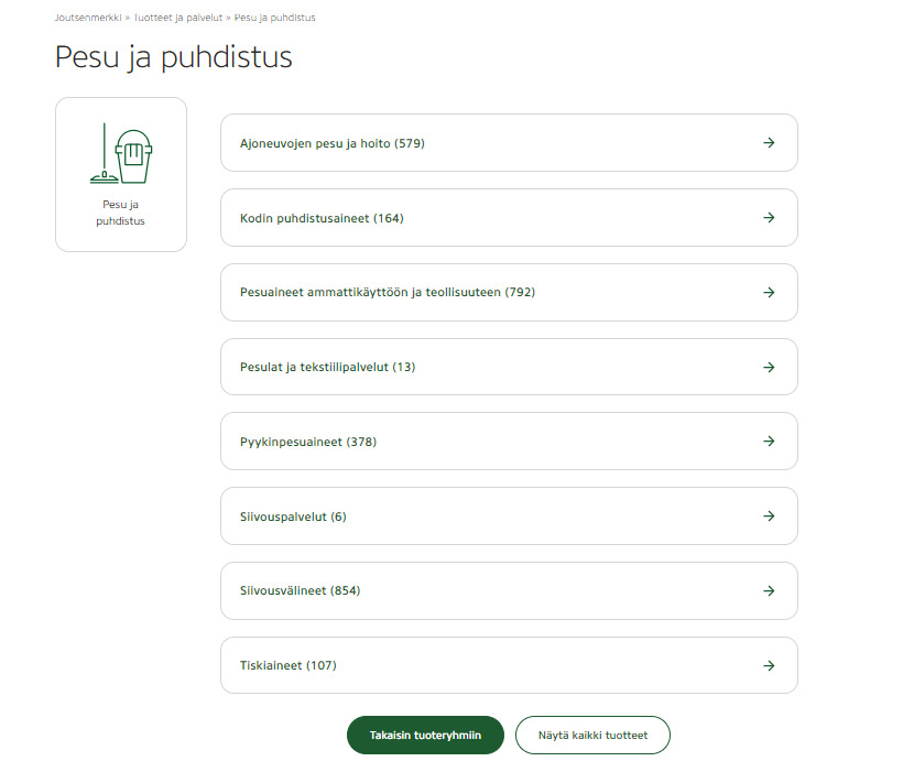 Joutsenmerkityt tuotteet ja palvelut
