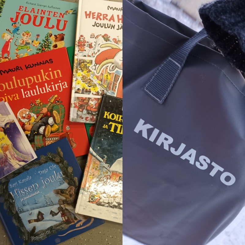 Kirjastosta lainattiin taas paljon kirjoja, erityisesti joulukirjoja.