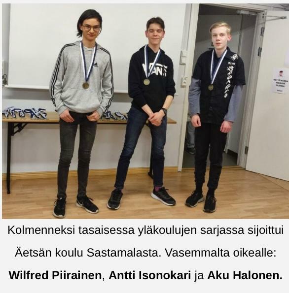 Onnea Wilfred, Antti ja Aku! ♟️🥉 Kuva Shakkiliitto, Johanna Tanni