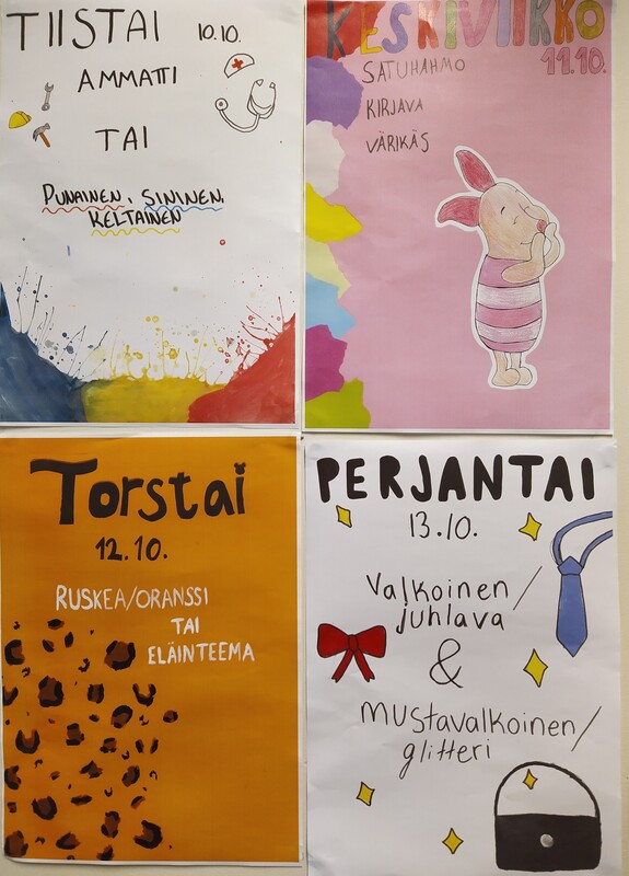 Ensi viikolla Äetsän koululla on tukarien järjestämä Väriviikko 💛💙💚🧡🤎🤍 Parhaat pukeutujat ja aktiivisin luokka palkitaan✨🎉 Väriviikko syksyllä 23