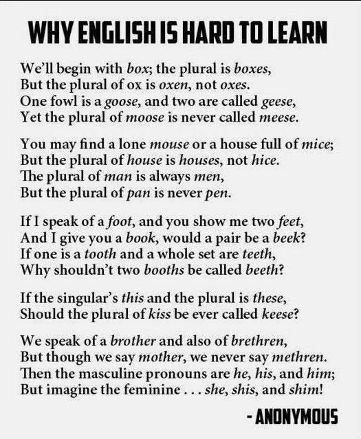 Why Enlish is hard to learn