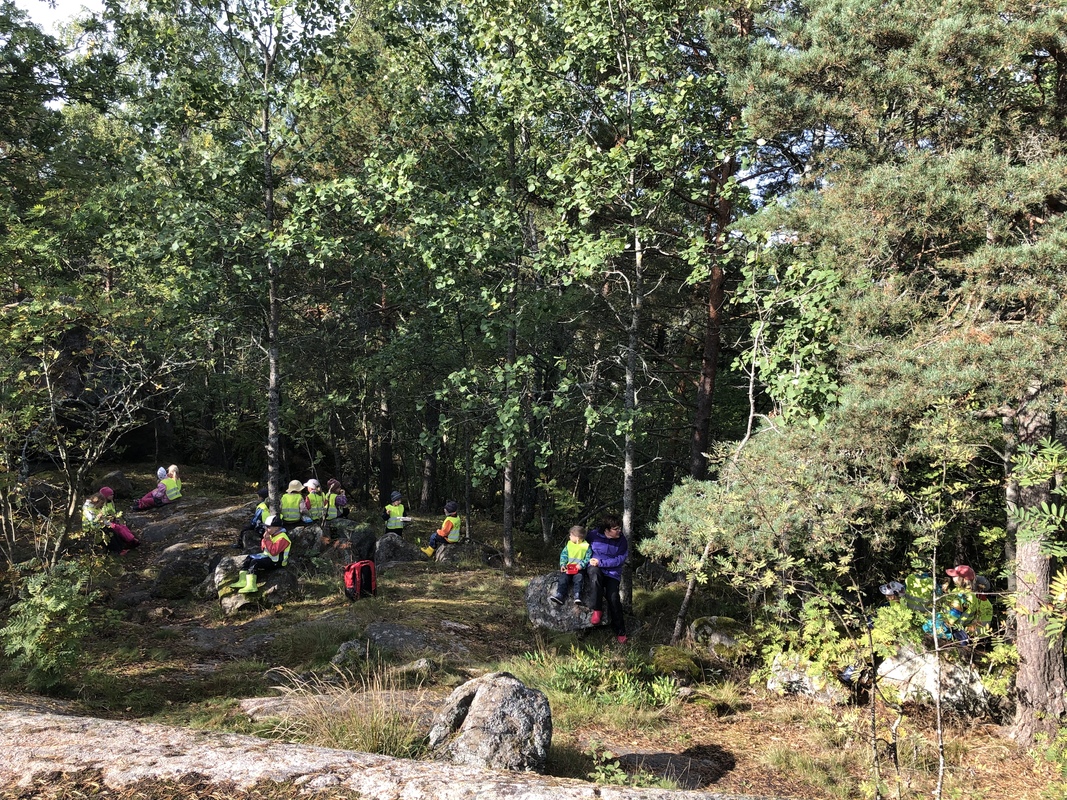 Picknick i höstsolen. Hitta 19 barn😊