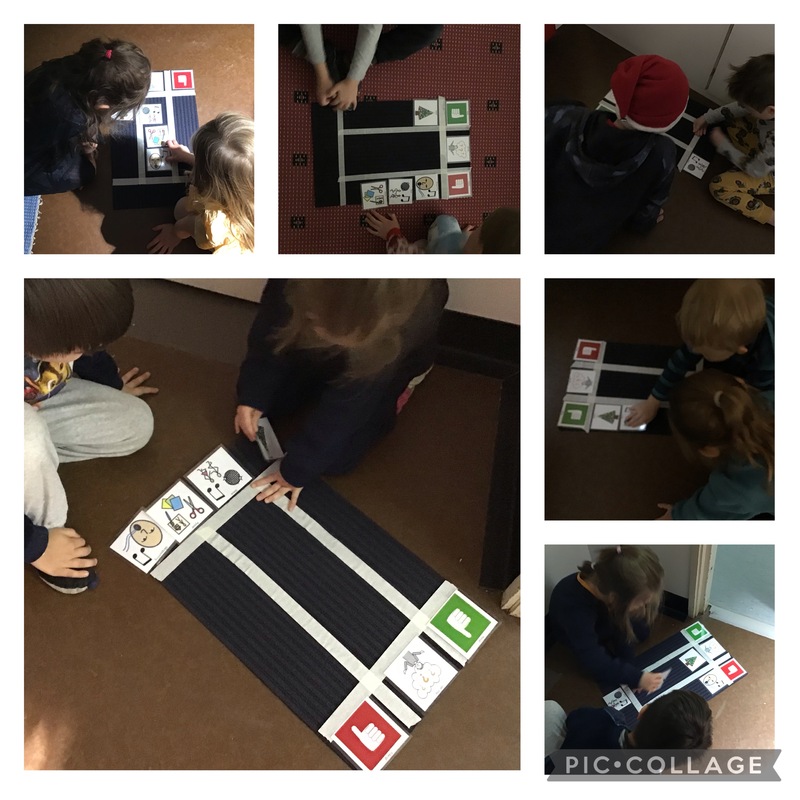 Samtalsmatta som kommunikationsstöd Vanlig dörrmatta, lite tejp, laminerade bilder och kardborreband