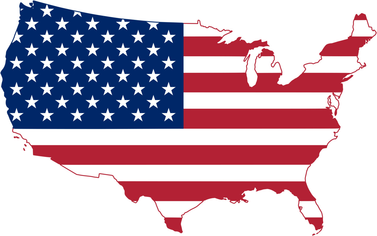 Yhdysvaltojen lippu ja kartta